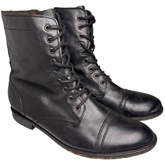 Steve Madden Men’s Trek Boots Black Pigskin Leather Combat Lace Up Zipper Sz 13 - Picture 4 of 16